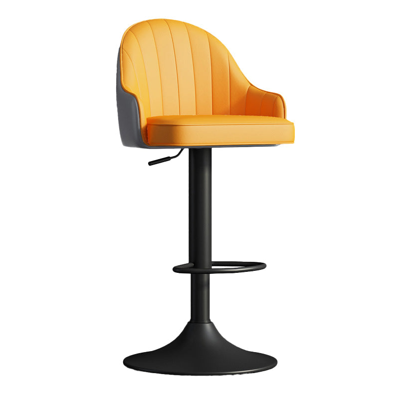 Glam Dining Stools Adjustable Height Bar Stools with Metal Base Yellow-Gray Black 1 Piece Clearhalo 'Bar Furniture' 'Bar Stools' 'bar_stools' 'furn' 'furn_bar_stools' 'Furniture' 'Kitchen & Dining Furniture' 6813632