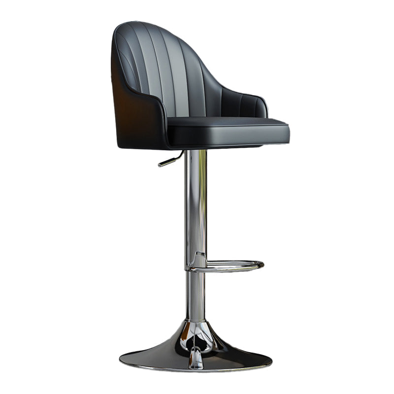 Glam Dining Stools Adjustable Height Bar Stools with Metal Base Black Silver 1 Piece Clearhalo 'Bar Furniture' 'Bar Stools' 'bar_stools' 'furn' 'furn_bar_stools' 'Furniture' 'Kitchen & Dining Furniture' 6813636