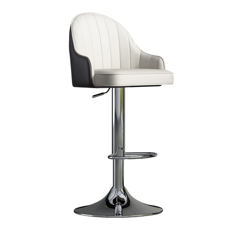 Glam Dining Stools Adjustable Height Bar Stools with Metal Base Black White Silver 1 Piece Clearhalo 'Bar Furniture' 'Bar Stools' 'bar_stools' 'furn' 'furn_bar_stools' 'Furniture' 'Kitchen & Dining Furniture' 6813638