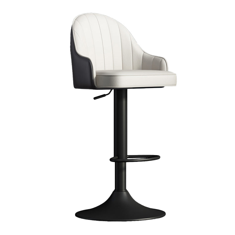 Glam Dining Stools Adjustable Height Bar Stools with Metal Base Black White Black 1 Piece Clearhalo 'Bar Furniture' 'Bar Stools' 'bar_stools' 'furn' 'furn_bar_stools' 'Furniture' 'Kitchen & Dining Furniture' 6813640