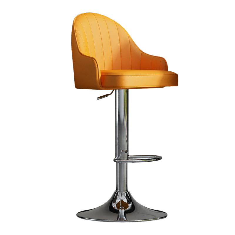 Glam Dining Stools Adjustable Height Bar Stools with Metal Base Yellow Silver 1 Piece Clearhalo 'Bar Furniture' 'Bar Stools' 'bar_stools' 'furn' 'furn_bar_stools' 'Furniture' 'Kitchen & Dining Furniture' 6813645