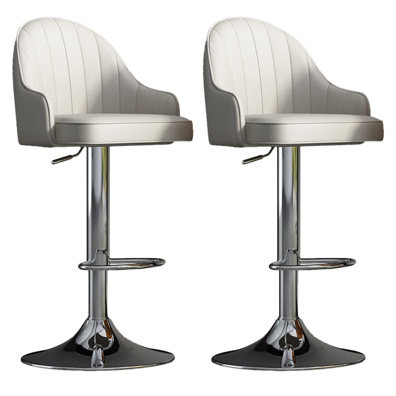 Glam Dining Stools Adjustable Height Bar Stools with Metal Base Gray-White Silver 2 Piece Set Clearhalo 'Bar Furniture' 'Bar Stools' 'bar_stools' 'furn' 'furn_bar_stools' 'Furniture' 'Kitchen & Dining Furniture' 6813648