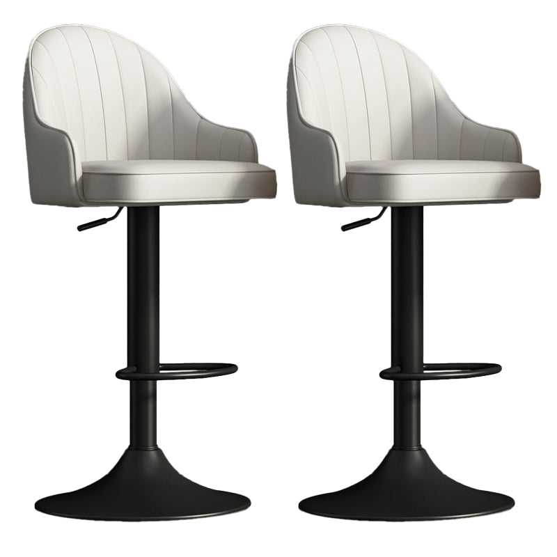 Glam Dining Stools Adjustable Height Bar Stools with Metal Base Gray-White Black 2 Piece Set Clearhalo 'Bar Furniture' 'Bar Stools' 'bar_stools' 'furn' 'furn_bar_stools' 'Furniture' 'Kitchen & Dining Furniture' 6813649
