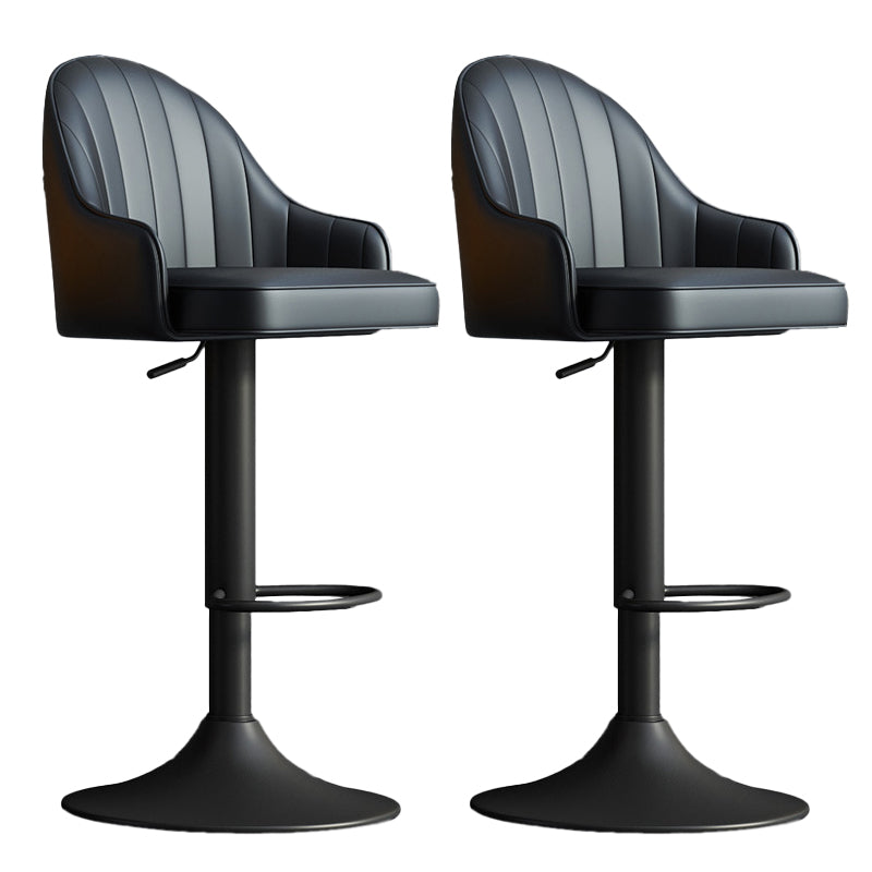 Glam Dining Stools Adjustable Height Bar Stools with Metal Base Black Black 2 Piece Set Clearhalo 'Bar Furniture' 'Bar Stools' 'bar_stools' 'furn' 'furn_bar_stools' 'Furniture' 'Kitchen & Dining Furniture' 6813652