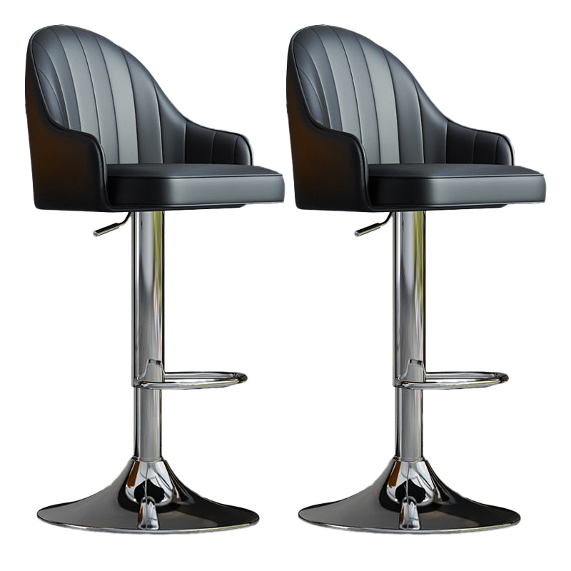 Glam Dining Stools Adjustable Height Bar Stools with Metal Base Black Silver 2 Piece Set Clearhalo 'Bar Furniture' 'Bar Stools' 'bar_stools' 'furn' 'furn_bar_stools' 'Furniture' 'Kitchen & Dining Furniture' 6813653