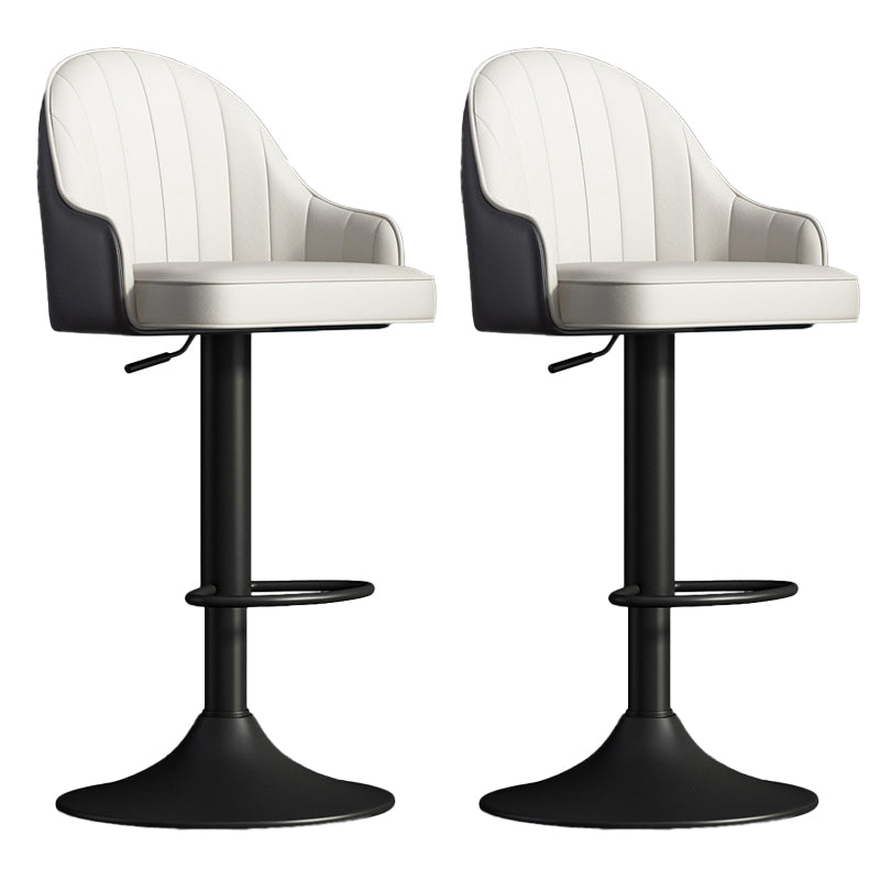 Glam Dining Stools Adjustable Height Bar Stools with Metal Base Black White Black 2 Piece Set Clearhalo 'Bar Furniture' 'Bar Stools' 'bar_stools' 'furn' 'furn_bar_stools' 'Furniture' 'Kitchen & Dining Furniture' 6813655