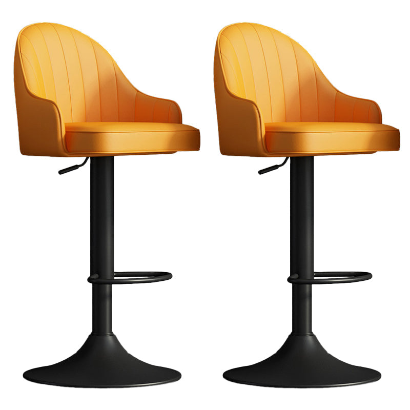 Glam Dining Stools Adjustable Height Bar Stools with Metal Base Yellow Black 2 Piece Set Clearhalo 'Bar Furniture' 'Bar Stools' 'bar_stools' 'furn' 'furn_bar_stools' 'Furniture' 'Kitchen & Dining Furniture' 6813656