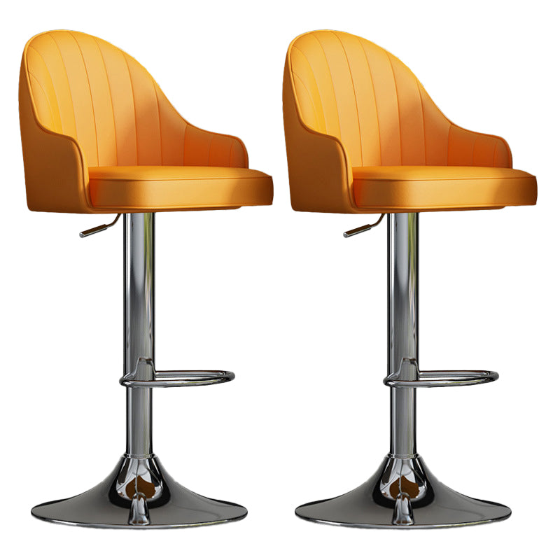 Glam Dining Stools Adjustable Height Bar Stools with Metal Base Yellow Silver 2 Piece Set Clearhalo 'Bar Furniture' 'Bar Stools' 'bar_stools' 'furn' 'furn_bar_stools' 'Furniture' 'Kitchen & Dining Furniture' 6813657