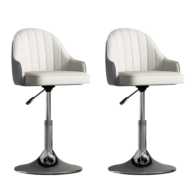 Glam Dining Stools Adjustable Height Bar Stools with Metal Base White-Gray Silver 2 Piece Set Clearhalo 'Bar Furniture' 'Bar Stools' 'bar_stools' 'furn' 'furn_bar_stools' 'Furniture' 'Kitchen & Dining Furniture' 6813659