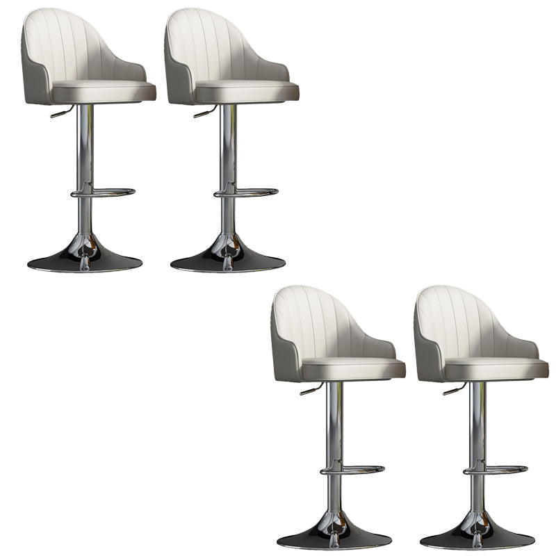 Glam Dining Stools Adjustable Height Bar Stools with Metal Base Gray-White Silver 4 Piece Set Clearhalo 'Bar Furniture' 'Bar Stools' 'bar_stools' 'furn' 'furn_bar_stools' 'Furniture' 'Kitchen & Dining Furniture' 6813660