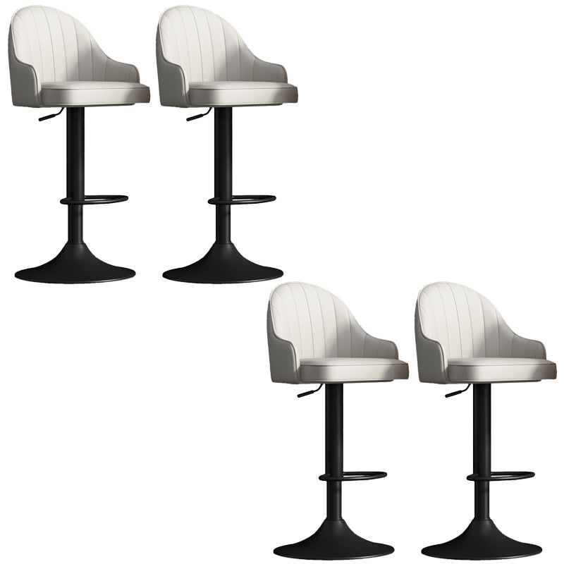 Glam Dining Stools Adjustable Height Bar Stools with Metal Base Gray-White Black 4 Piece Set Clearhalo 'Bar Furniture' 'Bar Stools' 'bar_stools' 'furn' 'furn_bar_stools' 'Furniture' 'Kitchen & Dining Furniture' 6813661