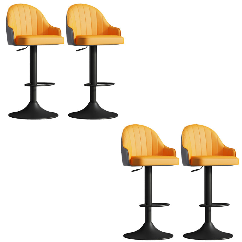 Glam Dining Stools Adjustable Height Bar Stools with Metal Base Yellow-Gray Black 4 Piece Set Clearhalo 'Bar Furniture' 'Bar Stools' 'bar_stools' 'furn' 'furn_bar_stools' 'Furniture' 'Kitchen & Dining Furniture' 6813662