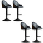 Glam Dining Stools Adjustable Height Bar Stools with Metal Base