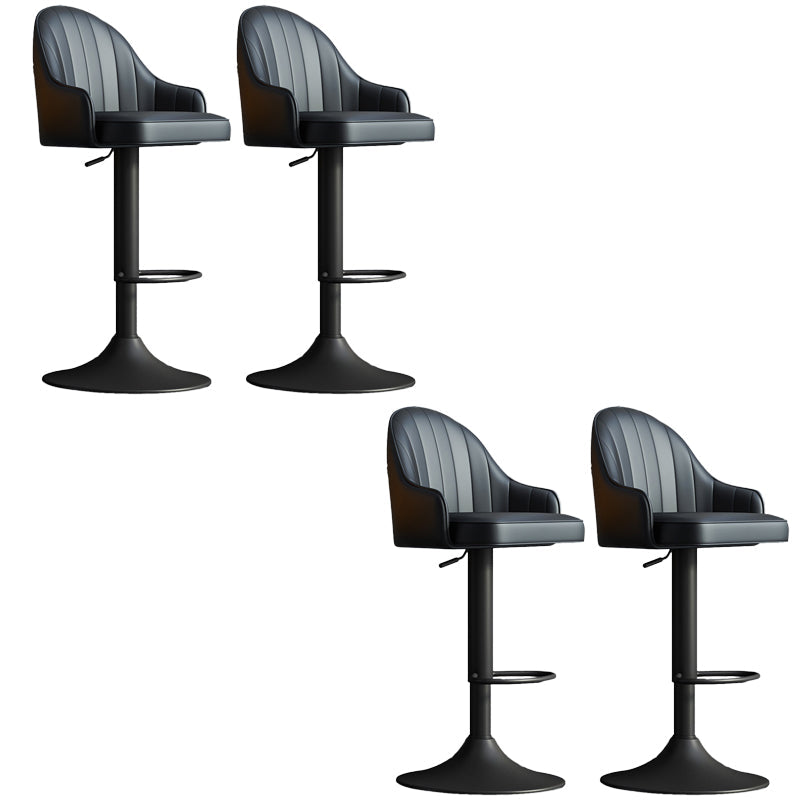 Glam Dining Stools Adjustable Height Bar Stools with Metal Base Black Black 4 Piece Set Clearhalo 'Bar Furniture' 'Bar Stools' 'bar_stools' 'furn' 'furn_bar_stools' 'Furniture' 'Kitchen & Dining Furniture' 6813664