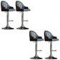 Glam Dining Stools Adjustable Height Bar Stools with Metal Base Black Silver 4 Piece Set Clearhalo 'Bar Furniture' 'Bar Stools' 'bar_stools' 'furn' 'furn_bar_stools' 'Furniture' 'Kitchen & Dining Furniture' 6813665