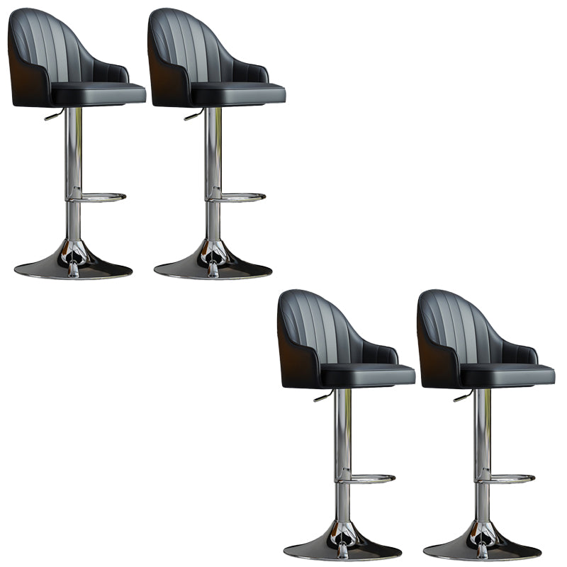 Glam Dining Stools Adjustable Height Bar Stools with Metal Base Black Silver 4 Piece Set Clearhalo 'Bar Furniture' 'Bar Stools' 'bar_stools' 'furn' 'furn_bar_stools' 'Furniture' 'Kitchen & Dining Furniture' 6813665