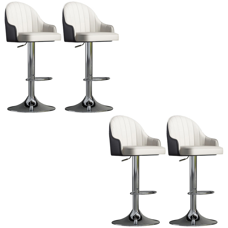 Glam Dining Stools Adjustable Height Bar Stools with Metal Base Black White Silver 4 Piece Set Clearhalo 'Bar Furniture' 'Bar Stools' 'bar_stools' 'furn' 'furn_bar_stools' 'Furniture' 'Kitchen & Dining Furniture' 6813666