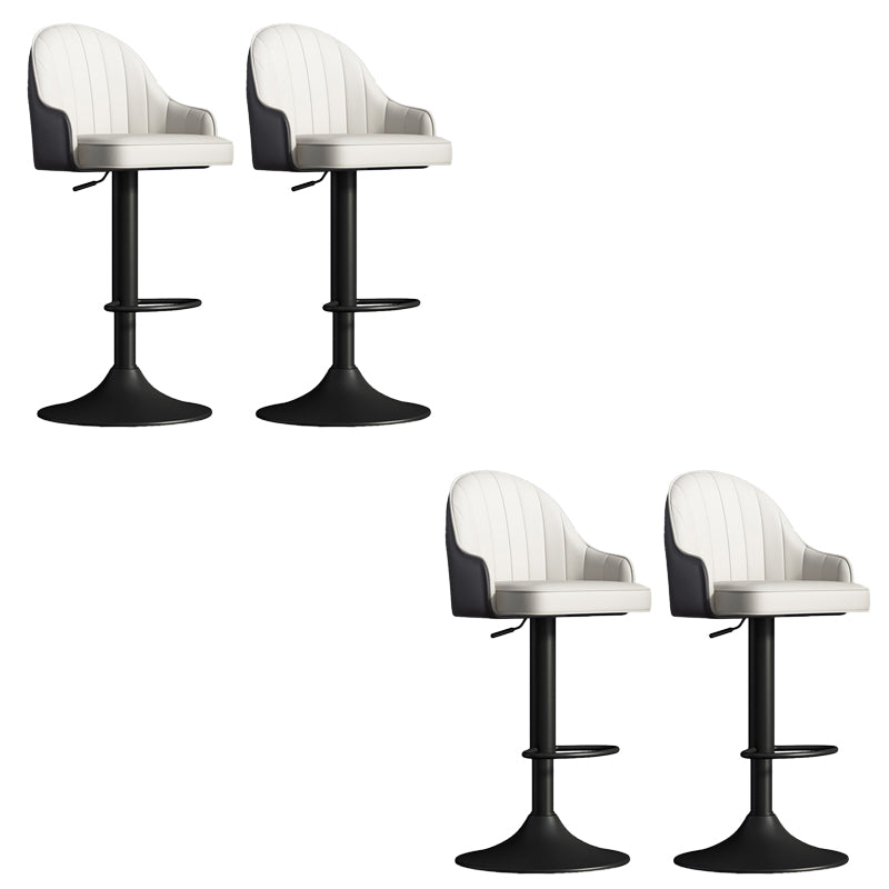 Glam Dining Stools Adjustable Height Bar Stools with Metal Base Black White Black 4 Piece Set Clearhalo 'Bar Furniture' 'Bar Stools' 'bar_stools' 'furn' 'furn_bar_stools' 'Furniture' 'Kitchen & Dining Furniture' 6813667