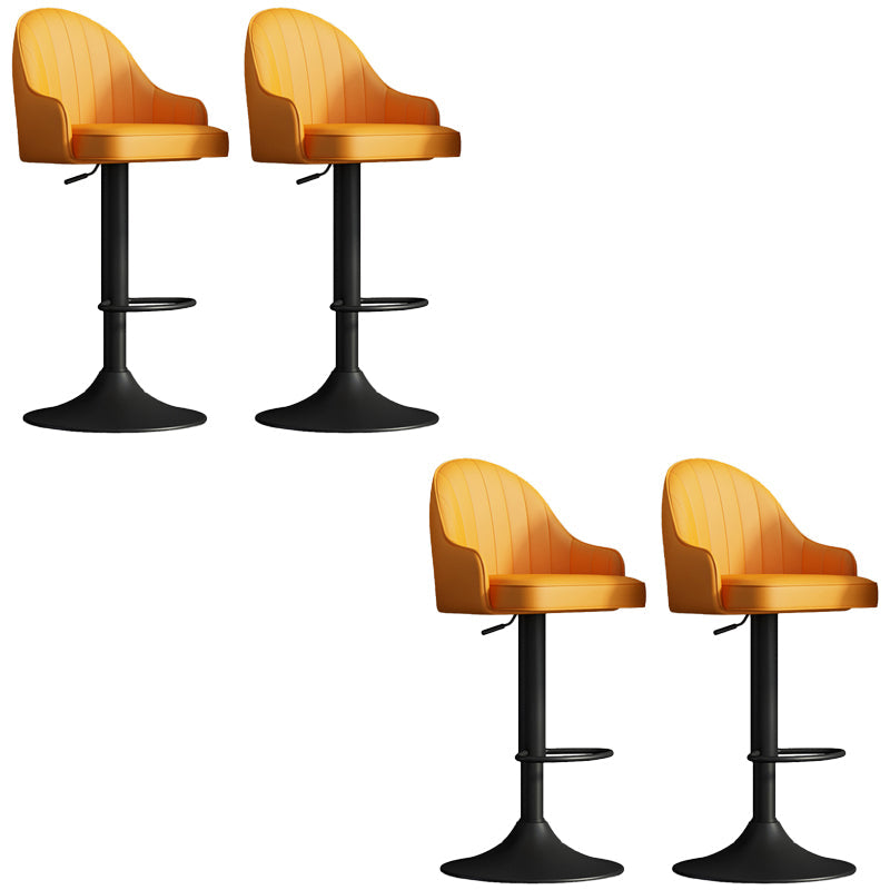 Glam Dining Stools Adjustable Height Bar Stools with Metal Base Yellow Black 4 Piece Set Clearhalo 'Bar Furniture' 'Bar Stools' 'bar_stools' 'furn' 'furn_bar_stools' 'Furniture' 'Kitchen & Dining Furniture' 6813668