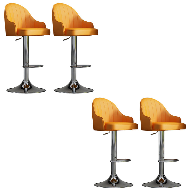 Glam Dining Stools Adjustable Height Bar Stools with Metal Base Yellow Silver 4 Piece Set Clearhalo 'Bar Furniture' 'Bar Stools' 'bar_stools' 'furn' 'furn_bar_stools' 'Furniture' 'Kitchen & Dining Furniture' 6813669