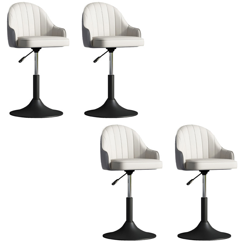 Glam Dining Stools Adjustable Height Bar Stools with Metal Base White-Gray Black 4 Piece Set Clearhalo 'Bar Furniture' 'Bar Stools' 'bar_stools' 'furn' 'furn_bar_stools' 'Furniture' 'Kitchen & Dining Furniture' 6813670