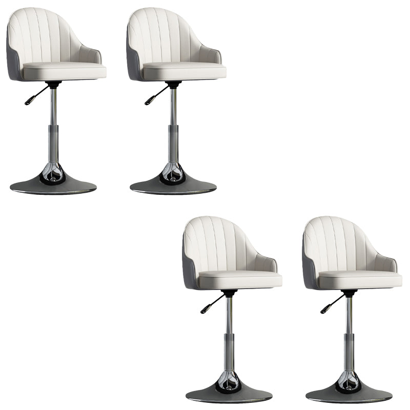 Glam Dining Stools Adjustable Height Bar Stools with Metal Base White-Gray Silver 4 Piece Set Clearhalo 'Bar Furniture' 'Bar Stools' 'bar_stools' 'furn' 'furn_bar_stools' 'Furniture' 'Kitchen & Dining Furniture' 6813671