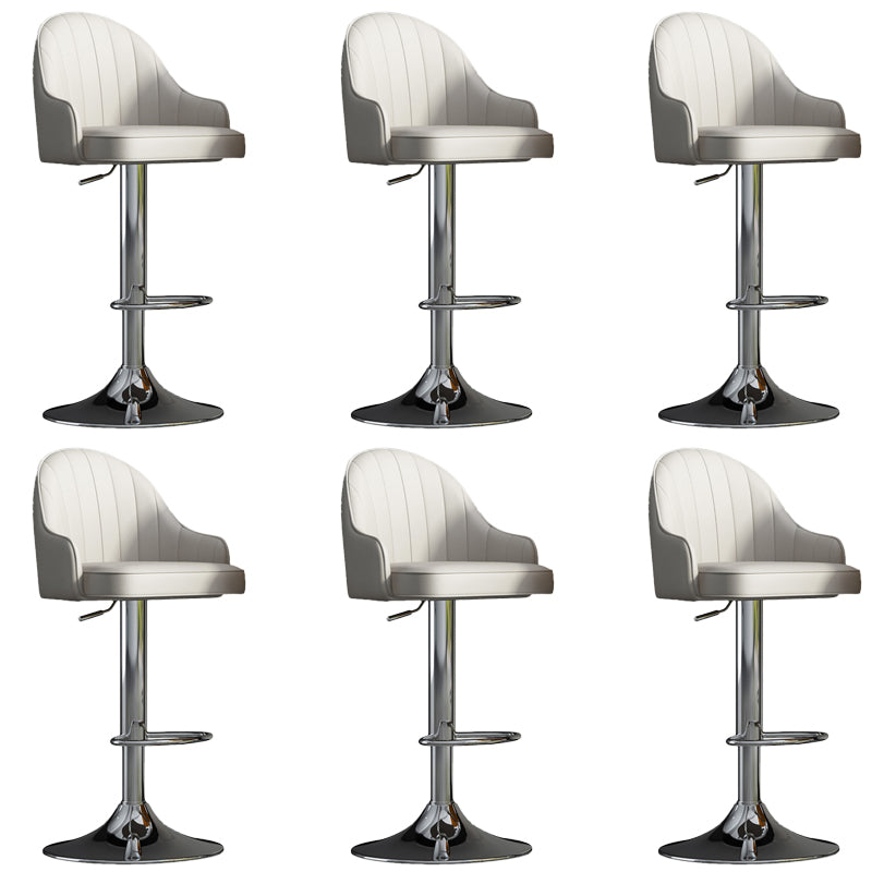 Glam Dining Stools Adjustable Height Bar Stools with Metal Base Gray-White Silver 6 Piece Set Clearhalo 'Bar Furniture' 'Bar Stools' 'bar_stools' 'furn' 'furn_bar_stools' 'Furniture' 'Kitchen & Dining Furniture' 6813672