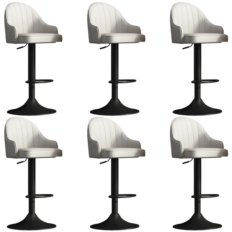 Glam Dining Stools Adjustable Height Bar Stools with Metal Base Gray-White Black 6 Piece Set Clearhalo 'Bar Furniture' 'Bar Stools' 'bar_stools' 'furn' 'furn_bar_stools' 'Furniture' 'Kitchen & Dining Furniture' 6813673