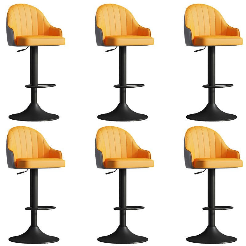 Glam Dining Stools Adjustable Height Bar Stools with Metal Base Yellow-Gray Black 6 Piece Set Clearhalo 'Bar Furniture' 'Bar Stools' 'bar_stools' 'furn' 'furn_bar_stools' 'Furniture' 'Kitchen & Dining Furniture' 6813674
