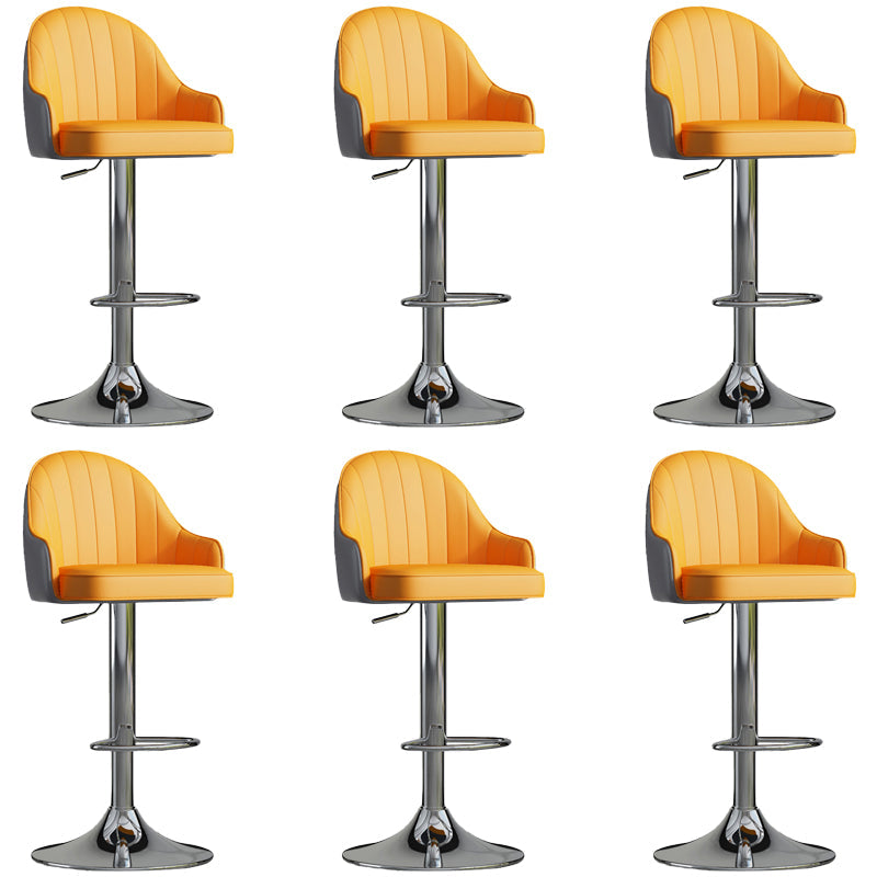 Glam Dining Stools Adjustable Height Bar Stools with Metal Base Yellow-Gray Silver 6 Piece Set Clearhalo 'Bar Furniture' 'Bar Stools' 'bar_stools' 'furn' 'furn_bar_stools' 'Furniture' 'Kitchen & Dining Furniture' 6813675