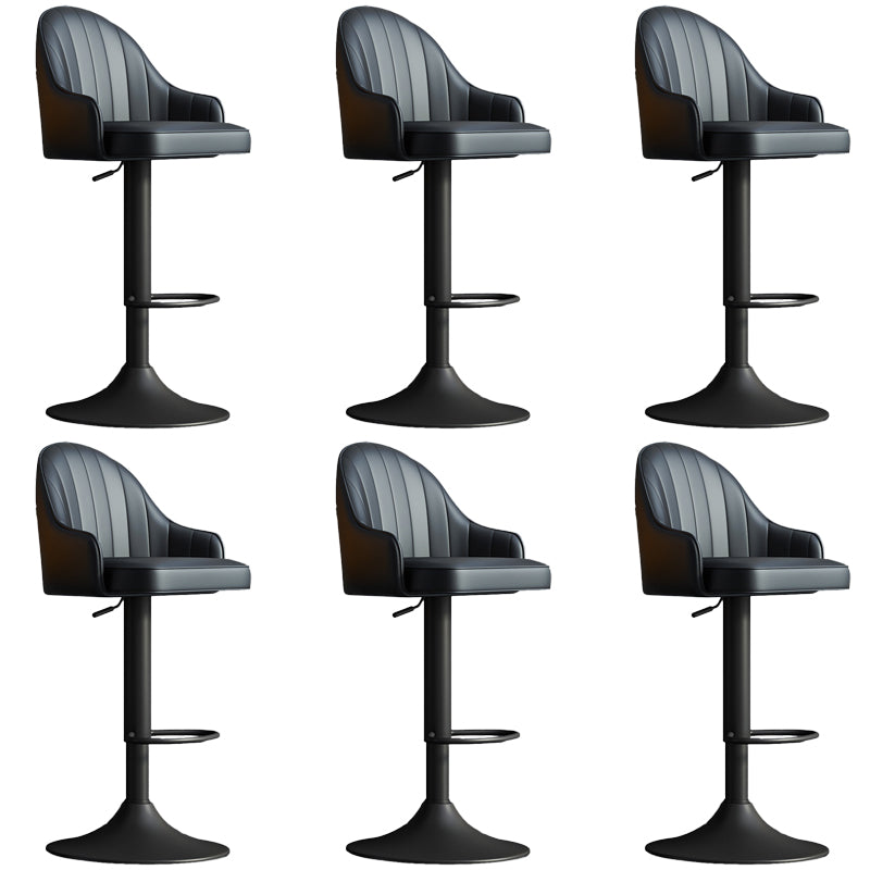 Glam Dining Stools Adjustable Height Bar Stools with Metal Base Black Black 6 Piece Set Clearhalo 'Bar Furniture' 'Bar Stools' 'bar_stools' 'furn' 'furn_bar_stools' 'Furniture' 'Kitchen & Dining Furniture' 6813676