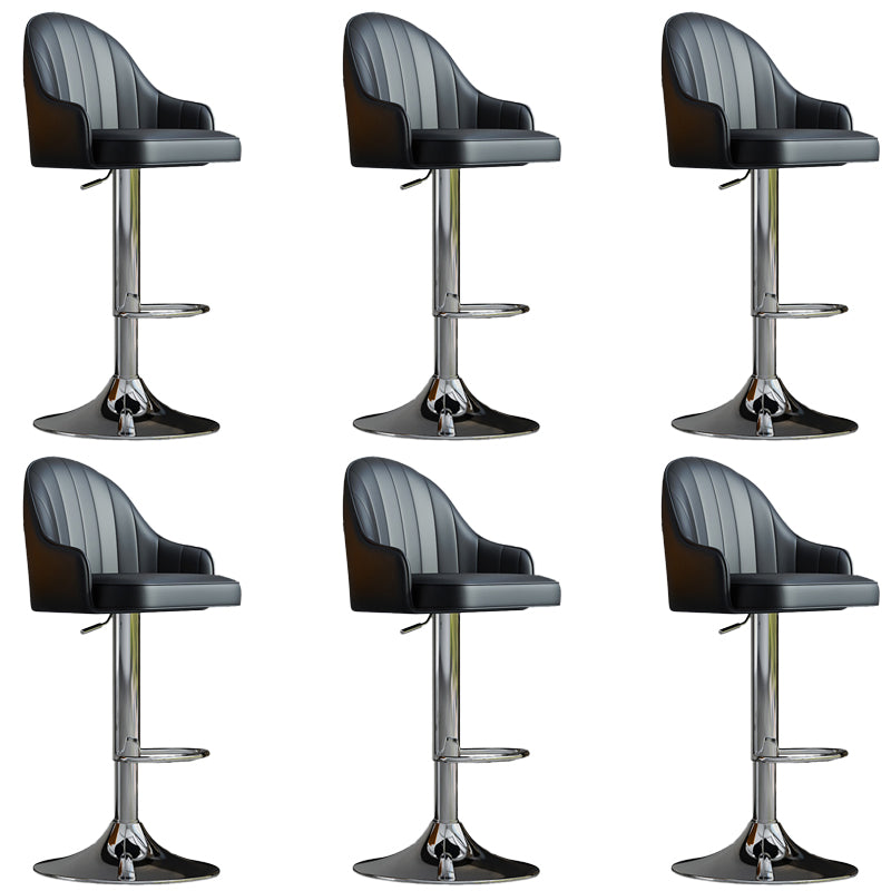 Glam Dining Stools Adjustable Height Bar Stools with Metal Base Black Silver 6 Piece Set Clearhalo 'Bar Furniture' 'Bar Stools' 'bar_stools' 'furn' 'furn_bar_stools' 'Furniture' 'Kitchen & Dining Furniture' 6813677