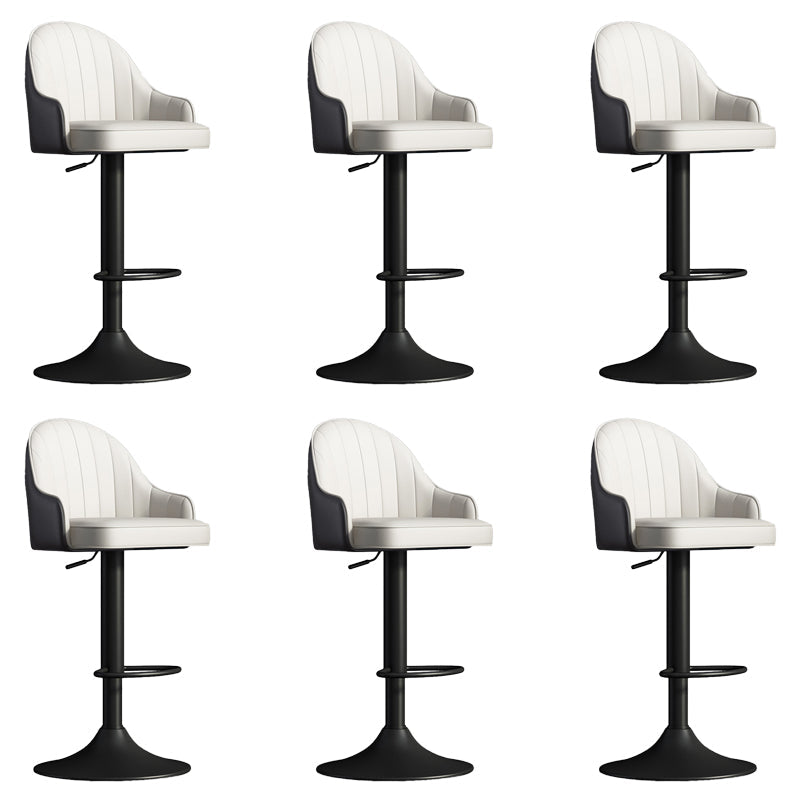 Glam Dining Stools Adjustable Height Bar Stools with Metal Base Black White Black 6 Piece Set Clearhalo 'Bar Furniture' 'Bar Stools' 'bar_stools' 'furn' 'furn_bar_stools' 'Furniture' 'Kitchen & Dining Furniture' 6813679