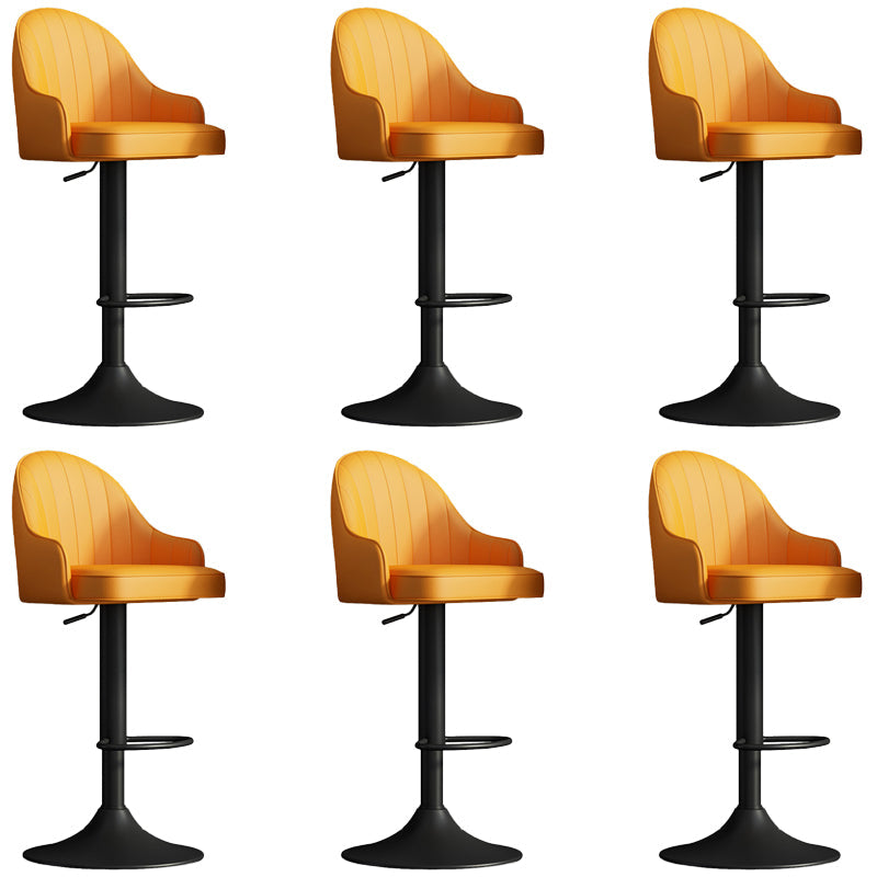Glam Dining Stools Adjustable Height Bar Stools with Metal Base Yellow Black 6 Piece Set Clearhalo 'Bar Furniture' 'Bar Stools' 'bar_stools' 'furn' 'furn_bar_stools' 'Furniture' 'Kitchen & Dining Furniture' 6813680