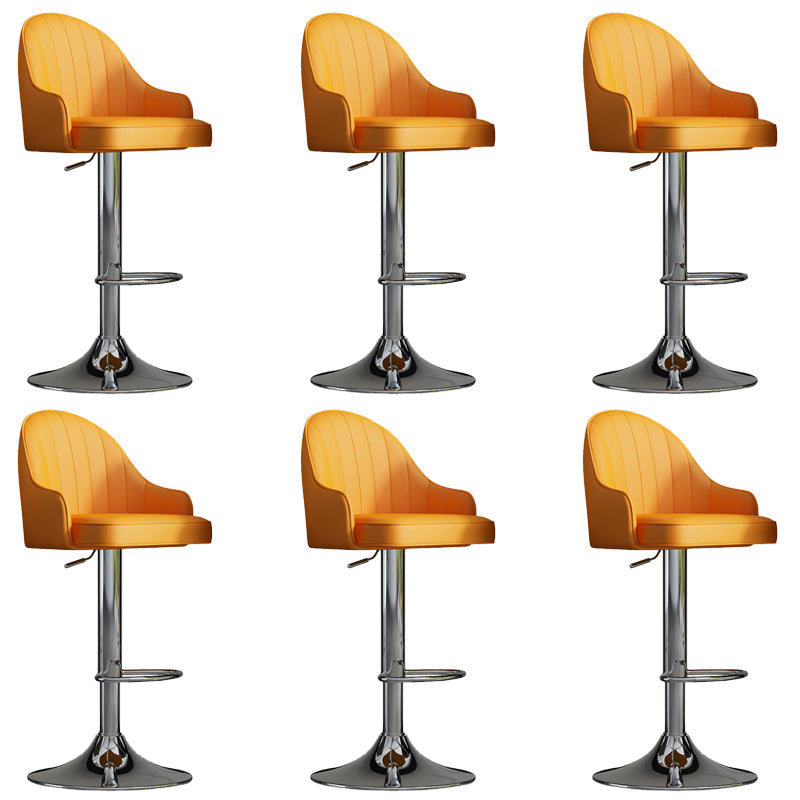Glam Dining Stools Adjustable Height Bar Stools with Metal Base Yellow Silver 6 Piece Set Clearhalo 'Bar Furniture' 'Bar Stools' 'bar_stools' 'furn' 'furn_bar_stools' 'Furniture' 'Kitchen & Dining Furniture' 6813681