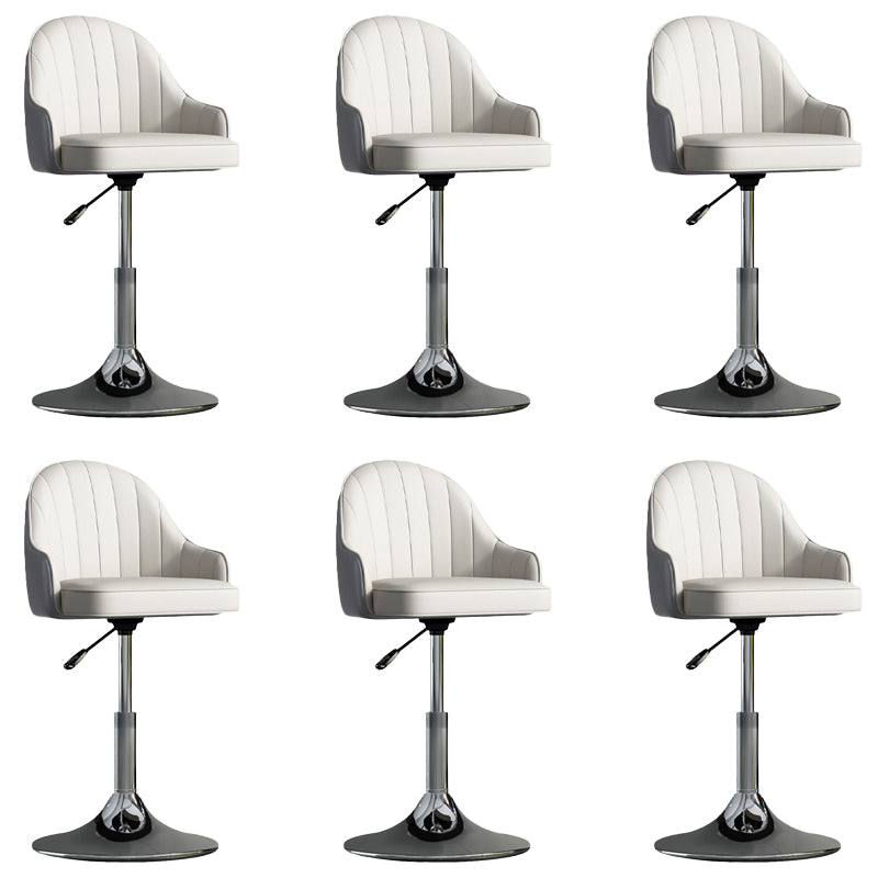 Glam Dining Stools Adjustable Height Bar Stools with Metal Base White-Gray Silver 6 Piece Set Clearhalo 'Bar Furniture' 'Bar Stools' 'bar_stools' 'furn' 'furn_bar_stools' 'Furniture' 'Kitchen & Dining Furniture' 6813683