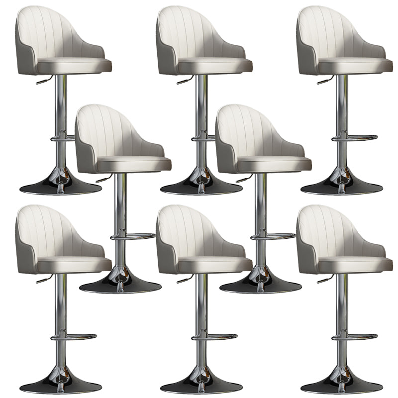 Glam Dining Stools Adjustable Height Bar Stools with Metal Base Gray-White Silver 8 Piece Set Clearhalo 'Bar Furniture' 'Bar Stools' 'bar_stools' 'furn' 'furn_bar_stools' 'Furniture' 'Kitchen & Dining Furniture' 6813684
