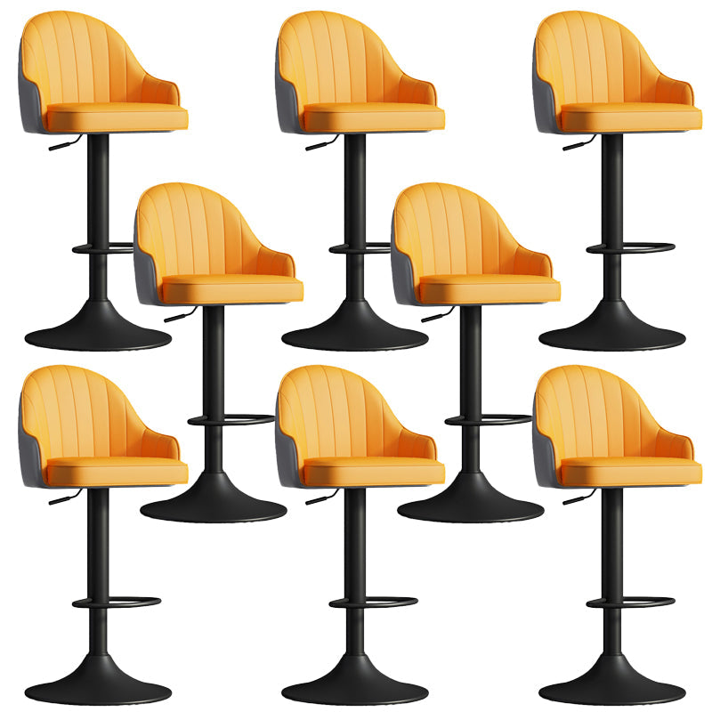 Glam Dining Stools Adjustable Height Bar Stools with Metal Base Yellow-Gray Black 8 Piece Set Clearhalo 'Bar Furniture' 'Bar Stools' 'bar_stools' 'furn' 'furn_bar_stools' 'Furniture' 'Kitchen & Dining Furniture' 6813686