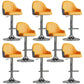 Glam Dining Stools Adjustable Height Bar Stools with Metal Base Yellow-Gray Silver 8 Piece Set Clearhalo 'Bar Furniture' 'Bar Stools' 'bar_stools' 'furn' 'furn_bar_stools' 'Furniture' 'Kitchen & Dining Furniture' 6813687