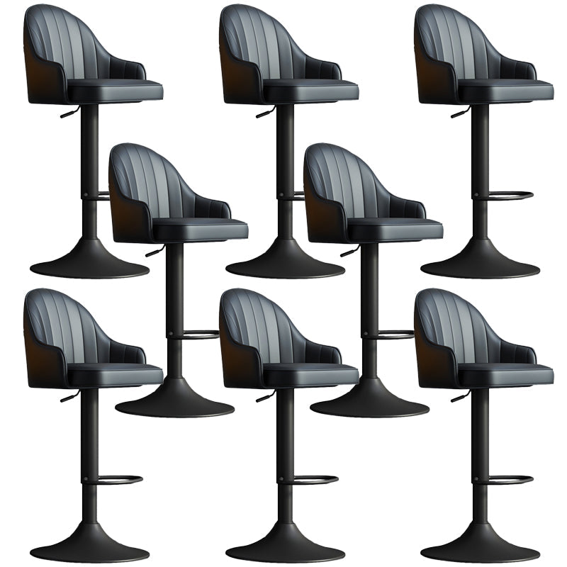 Glam Dining Stools Adjustable Height Bar Stools with Metal Base Black Black 8 Piece Set Clearhalo 'Bar Furniture' 'Bar Stools' 'bar_stools' 'furn' 'furn_bar_stools' 'Furniture' 'Kitchen & Dining Furniture' 6813688