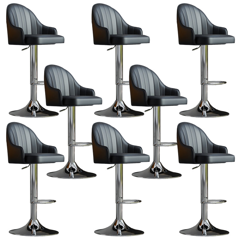 Glam Dining Stools Adjustable Height Bar Stools with Metal Base Black Silver 8 Piece Set Clearhalo 'Bar Furniture' 'Bar Stools' 'bar_stools' 'furn' 'furn_bar_stools' 'Furniture' 'Kitchen & Dining Furniture' 6813689