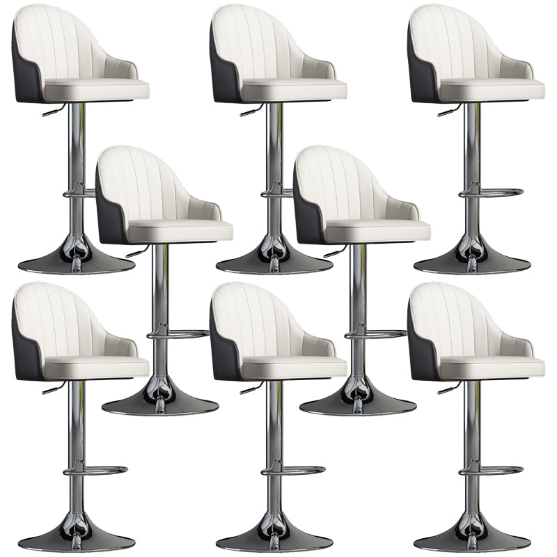 Glam Dining Stools Adjustable Height Bar Stools with Metal Base Black White Silver 8 Piece Set Clearhalo 'Bar Furniture' 'Bar Stools' 'bar_stools' 'furn' 'furn_bar_stools' 'Furniture' 'Kitchen & Dining Furniture' 6813690
