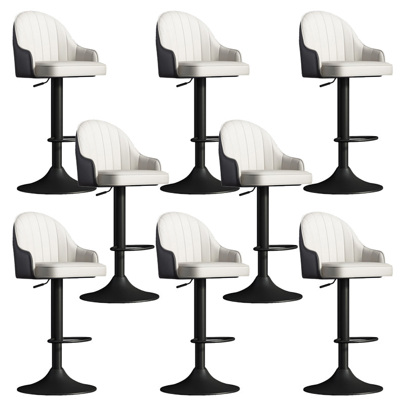 Glam Dining Stools Adjustable Height Bar Stools with Metal Base Black White Black 8 Piece Set Clearhalo 'Bar Furniture' 'Bar Stools' 'bar_stools' 'furn' 'furn_bar_stools' 'Furniture' 'Kitchen & Dining Furniture' 6813691