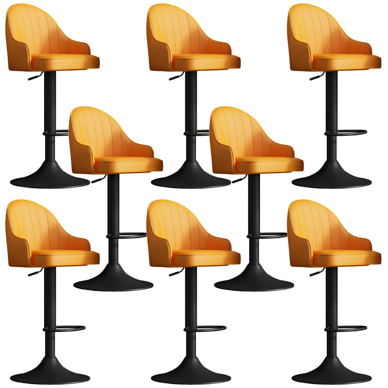Glam Dining Stools Adjustable Height Bar Stools with Metal Base Yellow Black 8 Piece Set Clearhalo 'Bar Furniture' 'Bar Stools' 'bar_stools' 'furn' 'furn_bar_stools' 'Furniture' 'Kitchen & Dining Furniture' 6813692