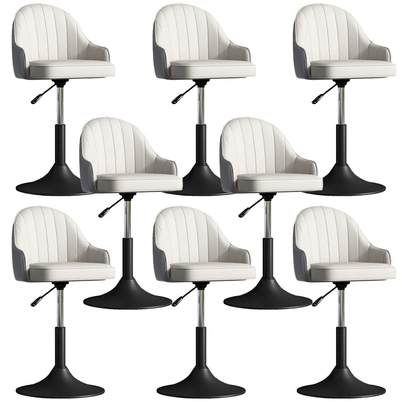 Glam Dining Stools Adjustable Height Bar Stools with Metal Base White-Gray Black 8 Piece Set Clearhalo 'Bar Furniture' 'Bar Stools' 'bar_stools' 'furn' 'furn_bar_stools' 'Furniture' 'Kitchen & Dining Furniture' 6813694
