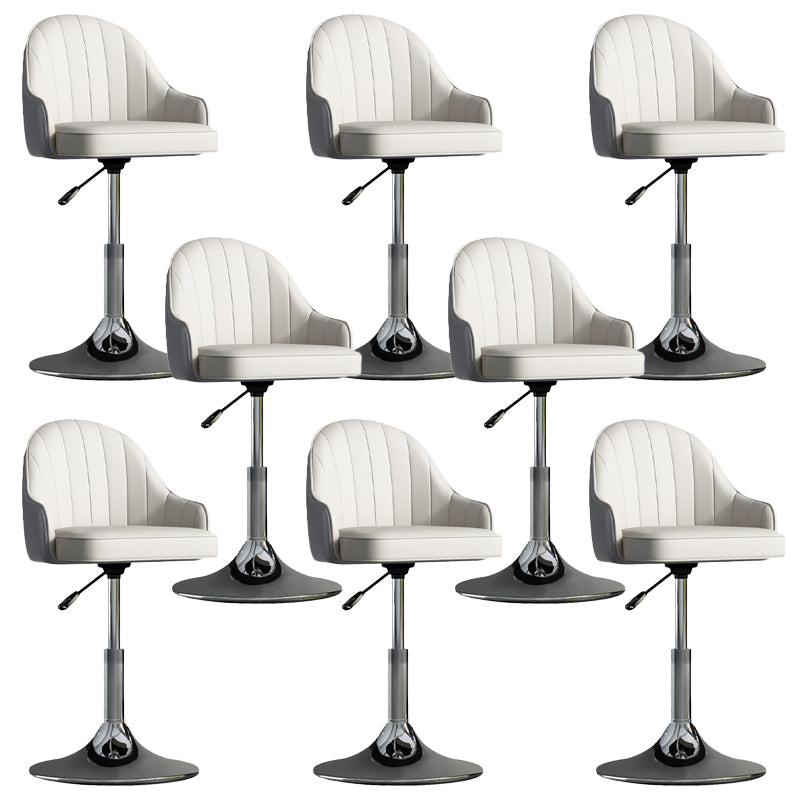 Glam Dining Stools Adjustable Height Bar Stools with Metal Base White-Gray Silver 8 Piece Set Clearhalo 'Bar Furniture' 'Bar Stools' 'bar_stools' 'furn' 'furn_bar_stools' 'Furniture' 'Kitchen & Dining Furniture' 6813695