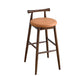 Sgabelli da bar industriali senza braccio in pelle in pelle con base in legno