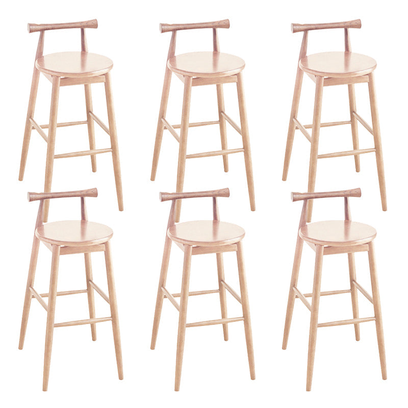 Sgabelli da bar industriali senza braccio in pelle in pelle con base in legno