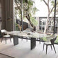 Contemporary Furniture Stone Rectangle Dining Room Table in White