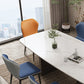 Contemporary Furniture Stone Rectangle Dining Room Table in White